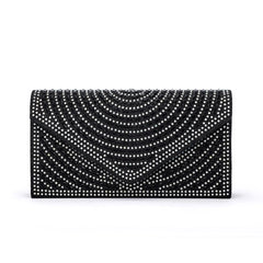 Silver Champagne Envelope Bag Rhinestone Studded Purse