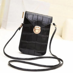 Silver Crocodile Leather Phone Mini Bag Clutch Purse