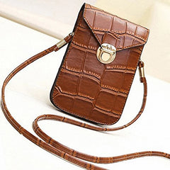 Silver Crocodile Leather Phone Mini Bag Clutch Purse