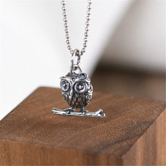 Sterling Silver Owl Pendant Small Animal Bird Necklace