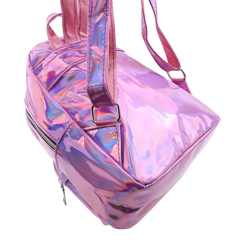 Silver Pink Laser Backpack Women Girls Bag Holographic School Bags