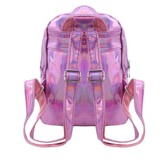Silver Pink Laser Backpack Women Girls Bag Holographic School Bags