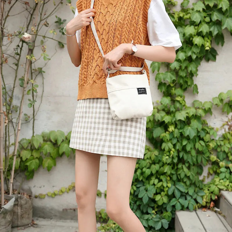 Canvas Shoulder Bag Messenger Bag Casual Solid Small Square Bag