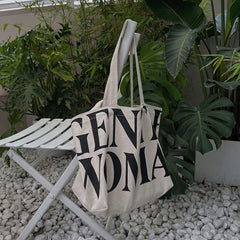 Letter Canvas Shoulder Shopping Bag High Capacity Women's Bags