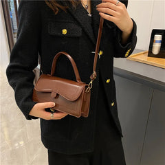 Solid Pu Leather Women Shoulder Bag Flap Crossbody Bag Small Top Handle Bags