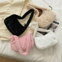 Plush Hobos Shoulder Bags Winter Furry Ladies Clutch
