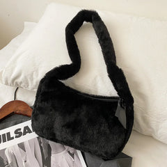 Plush Hobos Shoulder Bags Winter Furry Ladies Clutch