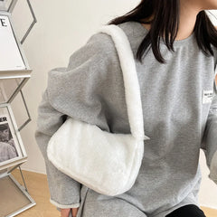 Plush Hobos Shoulder Bags Winter Furry Ladies Clutch