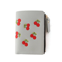 Women's Cherry Embroidery PU Leather Wallet