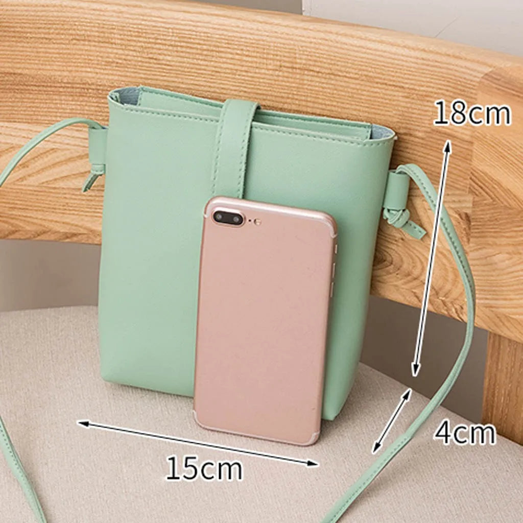 Leather Bucket Bag Women Shoulder Handbag Crossbody Tote