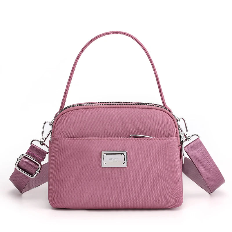 Solid Series Small Satchel Lightweight Soft Nylon Waterproof Fabric Handbags Wom