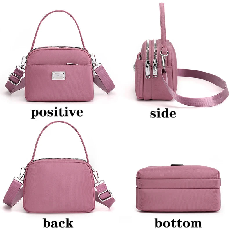 Solid Series Small Satchel Lightweight Soft Nylon Waterproof Fabric Handbags Wom