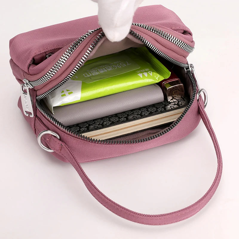Solid Series Small Satchel Lightweight Soft Nylon Waterproof Fabric Handbags Wom
