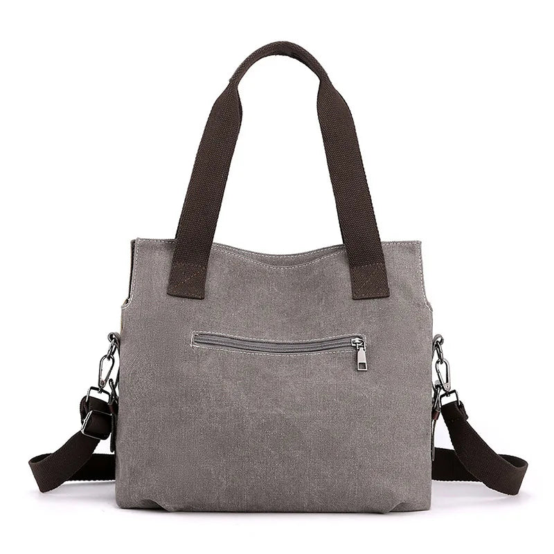 Women's Contrast Canvas Bag Large Capacity Retro Stitching Handbag