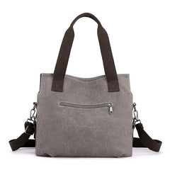 Women's Contrast Canvas Bag Large Capacity Retro Stitching Handbag