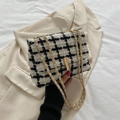 Small Plaid Handbag Flap Shoulder Bag Women Armpit Purse Clutch