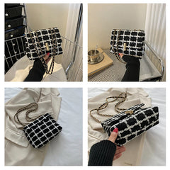 Small Plaid Handbag Flap Shoulder Bag Women Armpit Purse Clutch