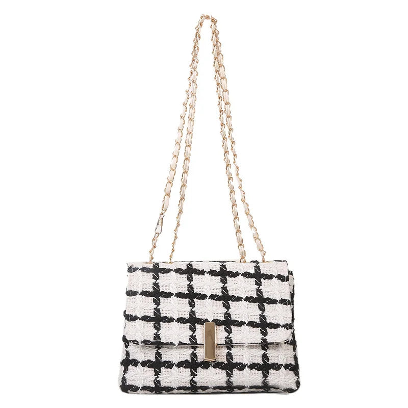 Small Plaid Handbag Flap Shoulder Bag Women Armpit Purse Clutch