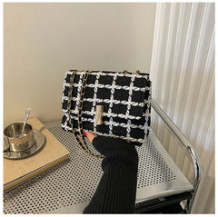 Small Plaid Handbag Flap Shoulder Bag Women Armpit Purse Clutch