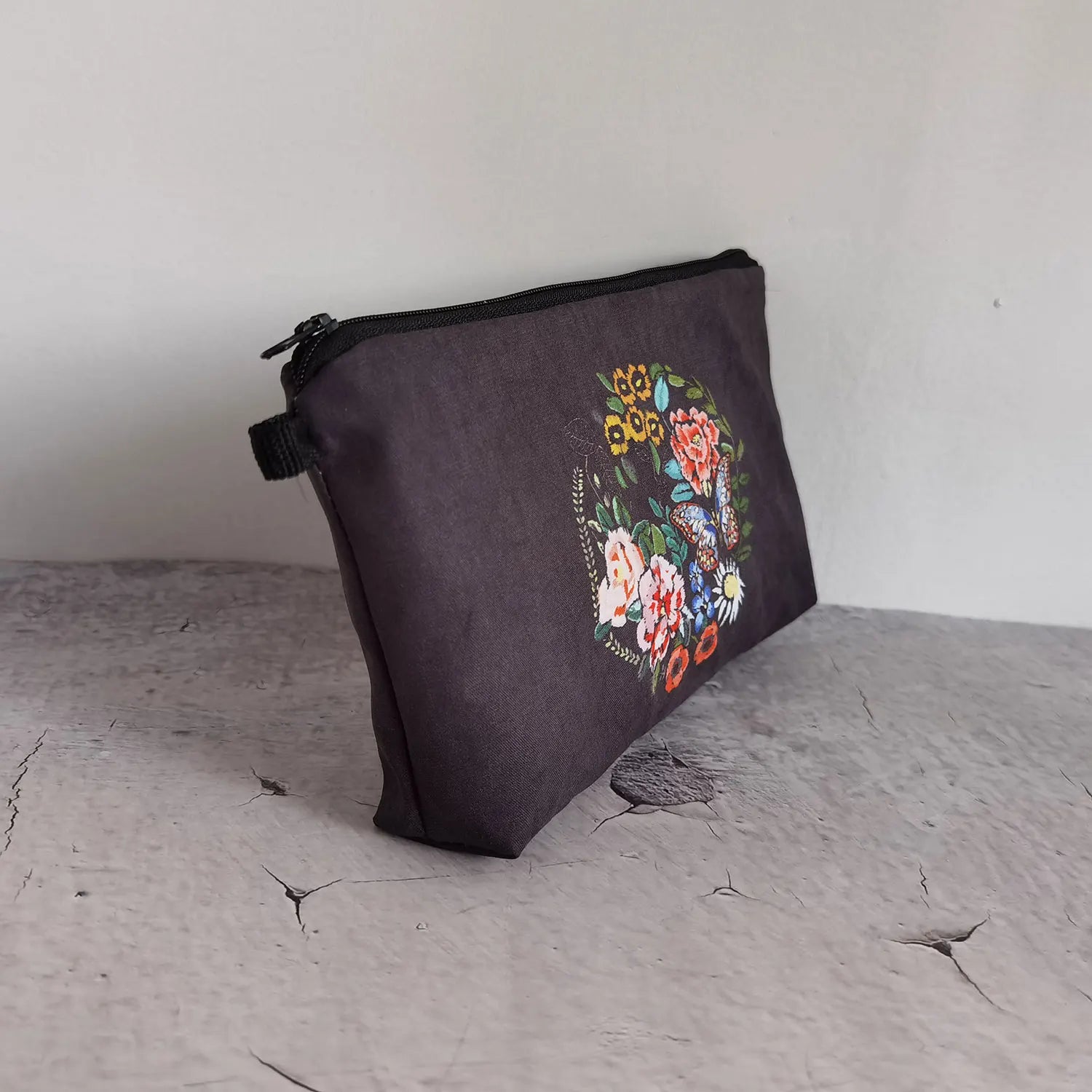 Flower Double-Sided Print Cosmetic Bag Floral Makeup Organizer Portable Bag