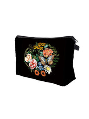 Flower Double-Sided Print Cosmetic Bag Floral Makeup Organizer Portable Bag