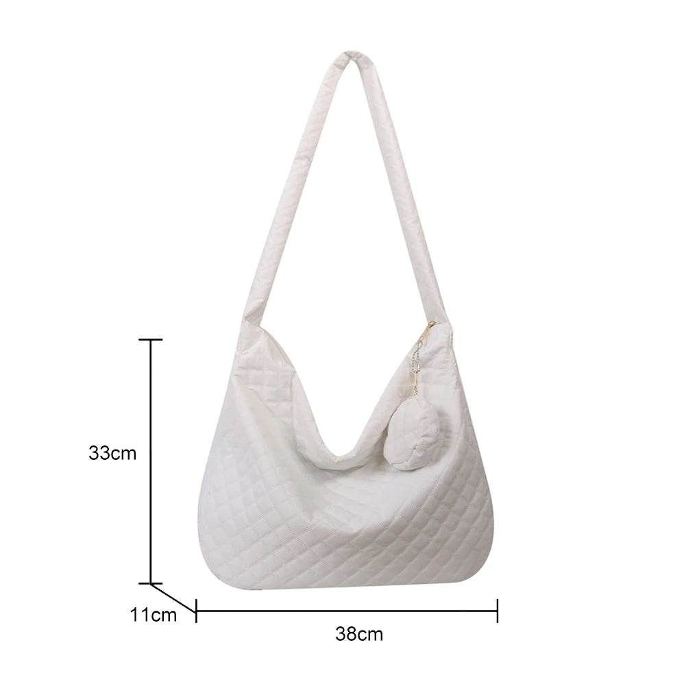 Nylon Quilted Shoulder Handbag Large Capacity with Small Purse