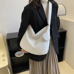 Nylon Quilted Shoulder Handbag Large Capacity with Small Purse