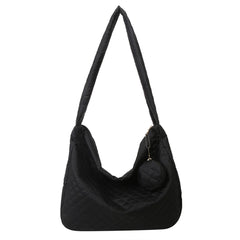 Nylon Quilted Shoulder Handbag Large Capacity with Small Purse