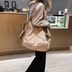 Canvas Shoulder Bag Ladies Street Tote Bag Solid Color Shopping Bag