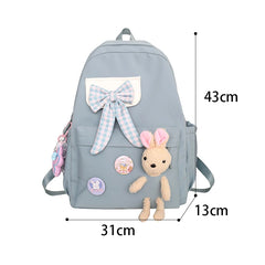 Preppy Style Nylon Backpack for Women Large Capacity Rucksack
