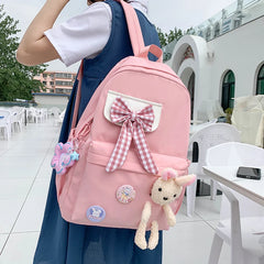 Preppy Style Nylon Backpack for Women Large Capacity Rucksack