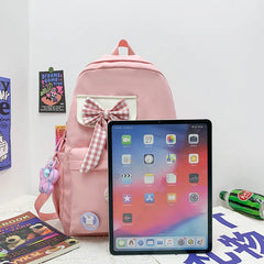 Preppy Style Nylon Backpack for Women Large Capacity Rucksack