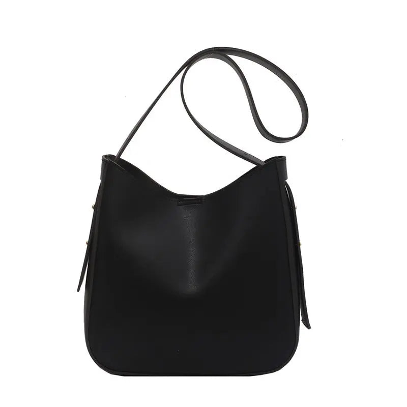 PU Leather Bucket Crossbody Bags for Women Solid Shoulder Handbags
