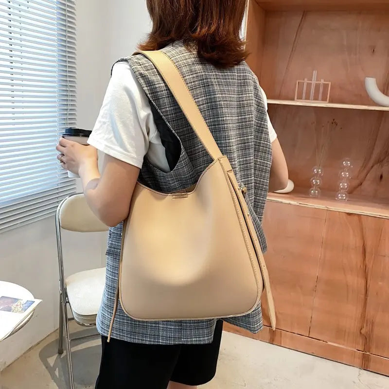 PU Leather Bucket Crossbody Bags for Women Solid Shoulder Handbags