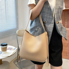PU Leather Bucket Crossbody Bags for Women Solid Shoulder Handbags