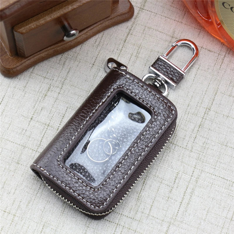 Portable Zipper Car Key Holder Case with Transparent Window