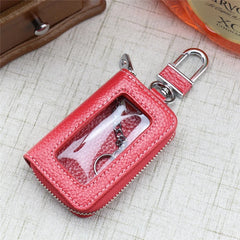 Portable Zipper Square Car Key Holder Case Transparent Window Key Bag
