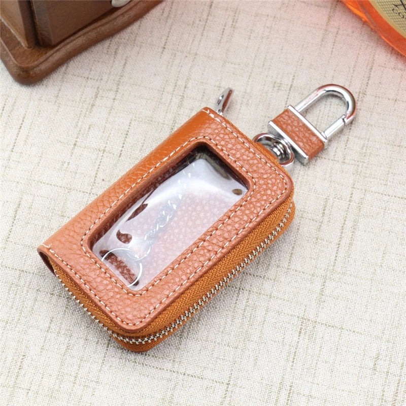 Portable Zipper Car Key Holder Case with Transparent Window