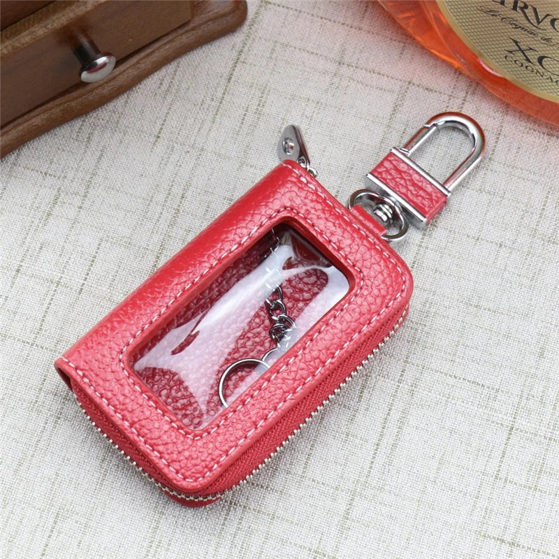 Portable Zipper Car Key Holder Case with Transparent Window