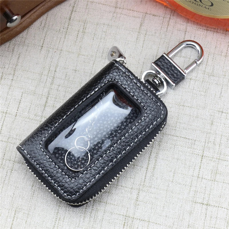 Portable Zipper Car Key Holder Case with Transparent Window