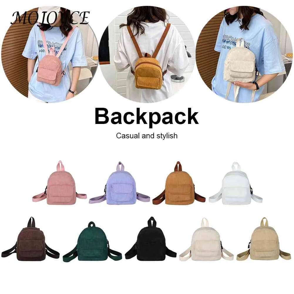 Small Fresh School Backpacks Retro Denim Corduroy Daypack Students Schoolbag