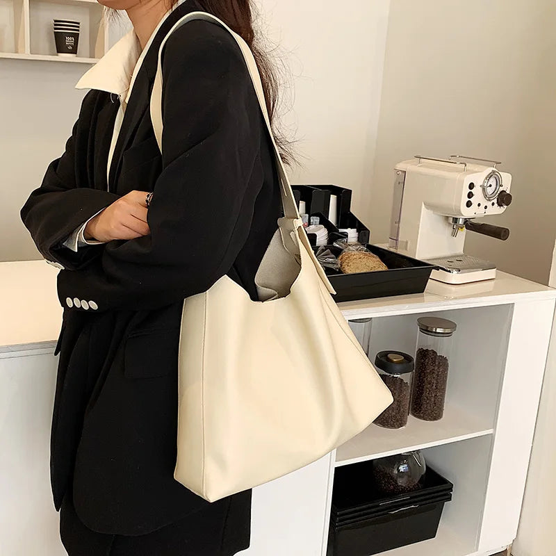 Vintage Soft Leather Bucket Shoulder Bag for Women