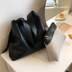 Vintage Soft Leather Bucket Shoulder Bag for Women