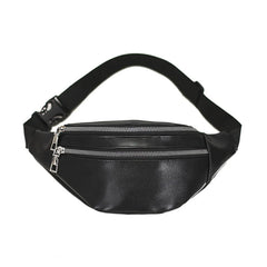 Double-zipper PU Leather Chest Bag for Women