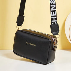 Solid Pu Leather Small Shoulder Bag with Wide Strap