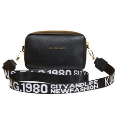 Solid Pu Leather Small Shoulder Bag with Wide Strap