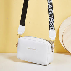 Solid Pu Leather Small Shoulder Bag with Wide Strap