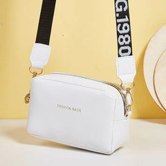 Small Shoulder Bag Solid Pu Leather Wide Strap Crossbody Bag