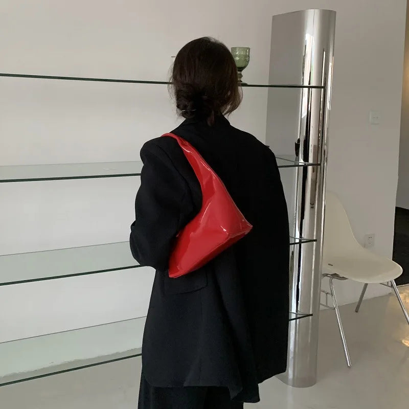Leather Half-moon Armpit Handbag for Women