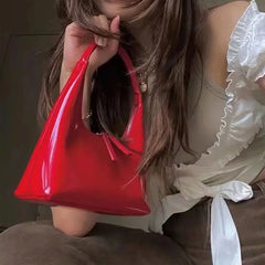 Leather Half-moon Armpit Handbag for Women